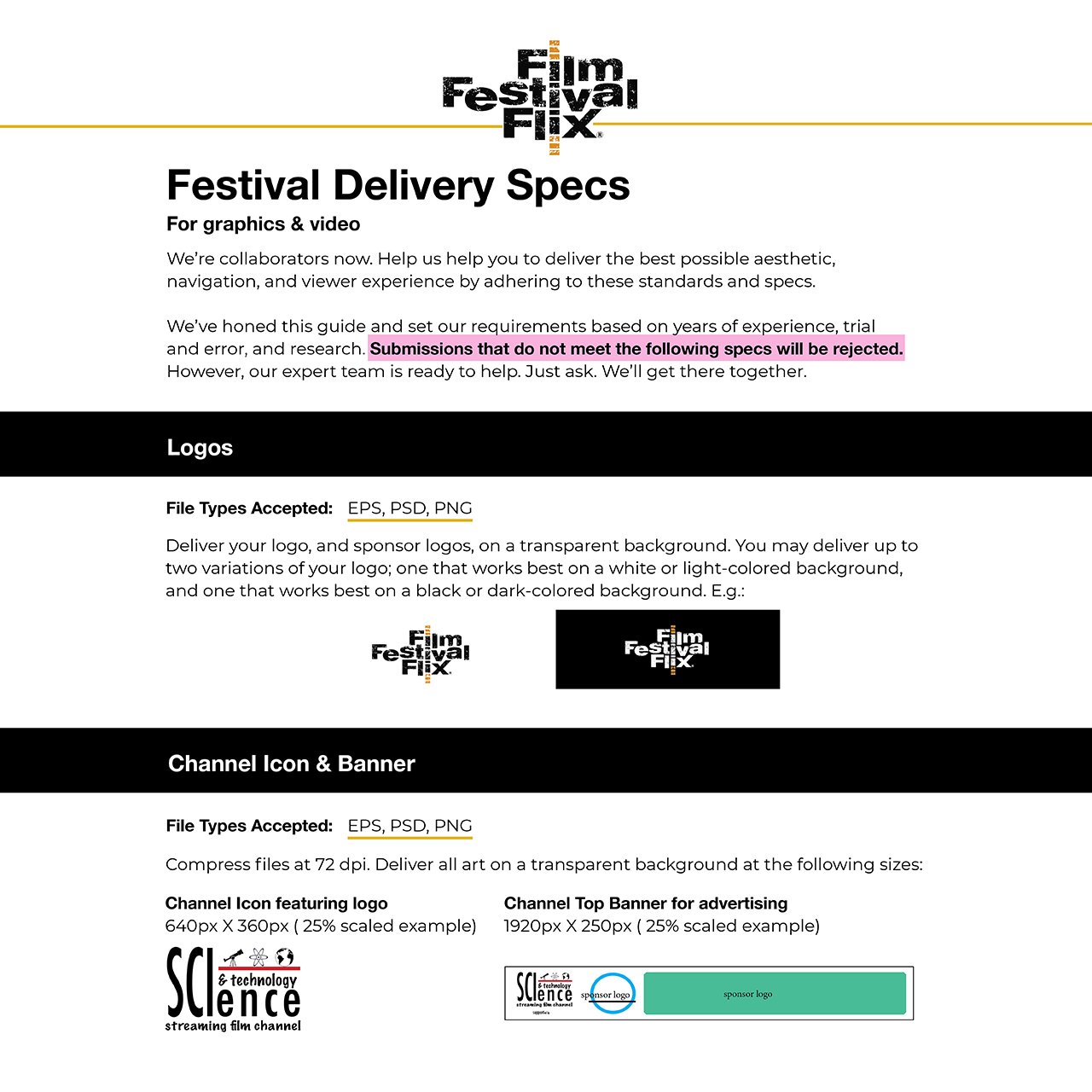 FFF Graphics and Video Delivery Specs for Festivals